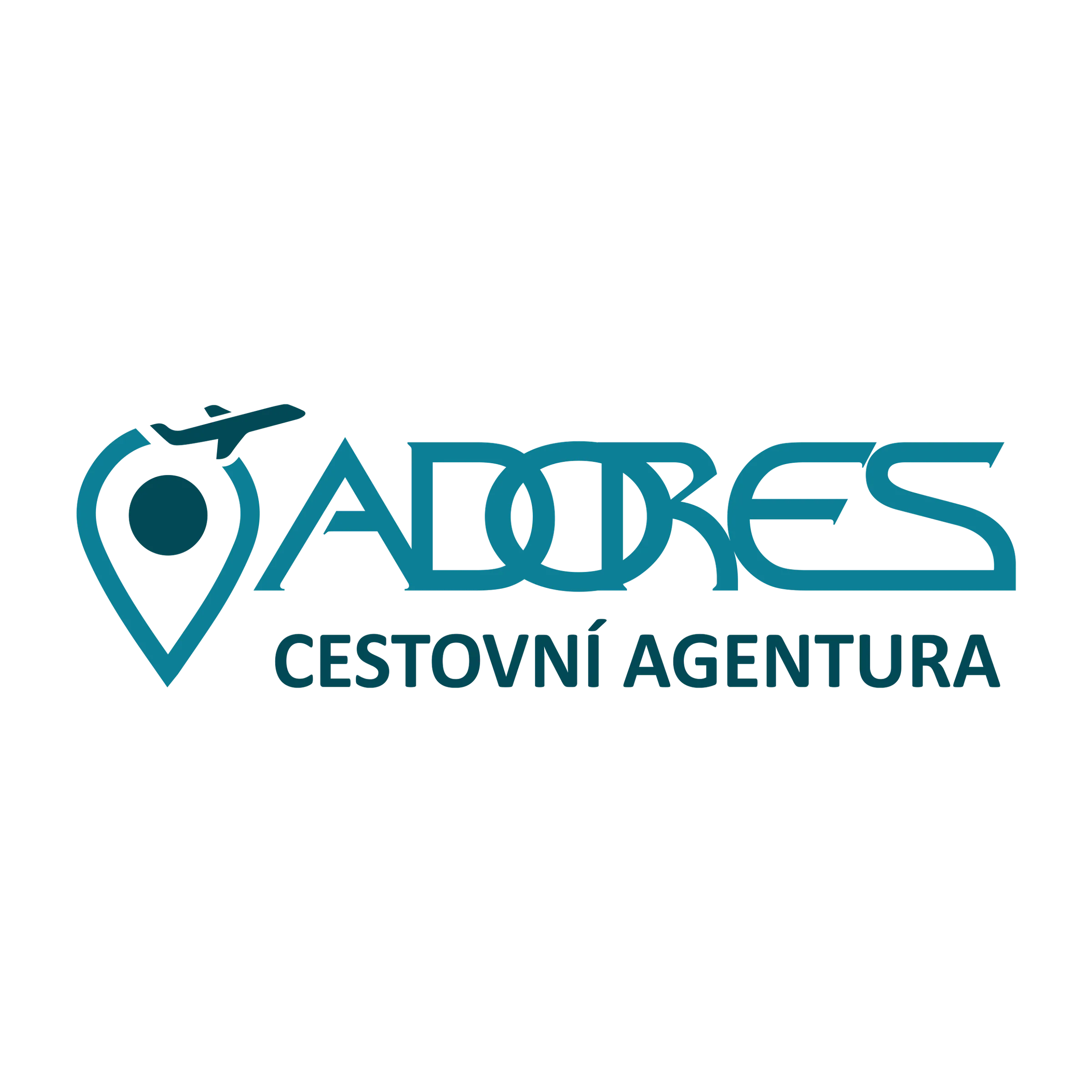Barevné logo cestovní agentury Adores