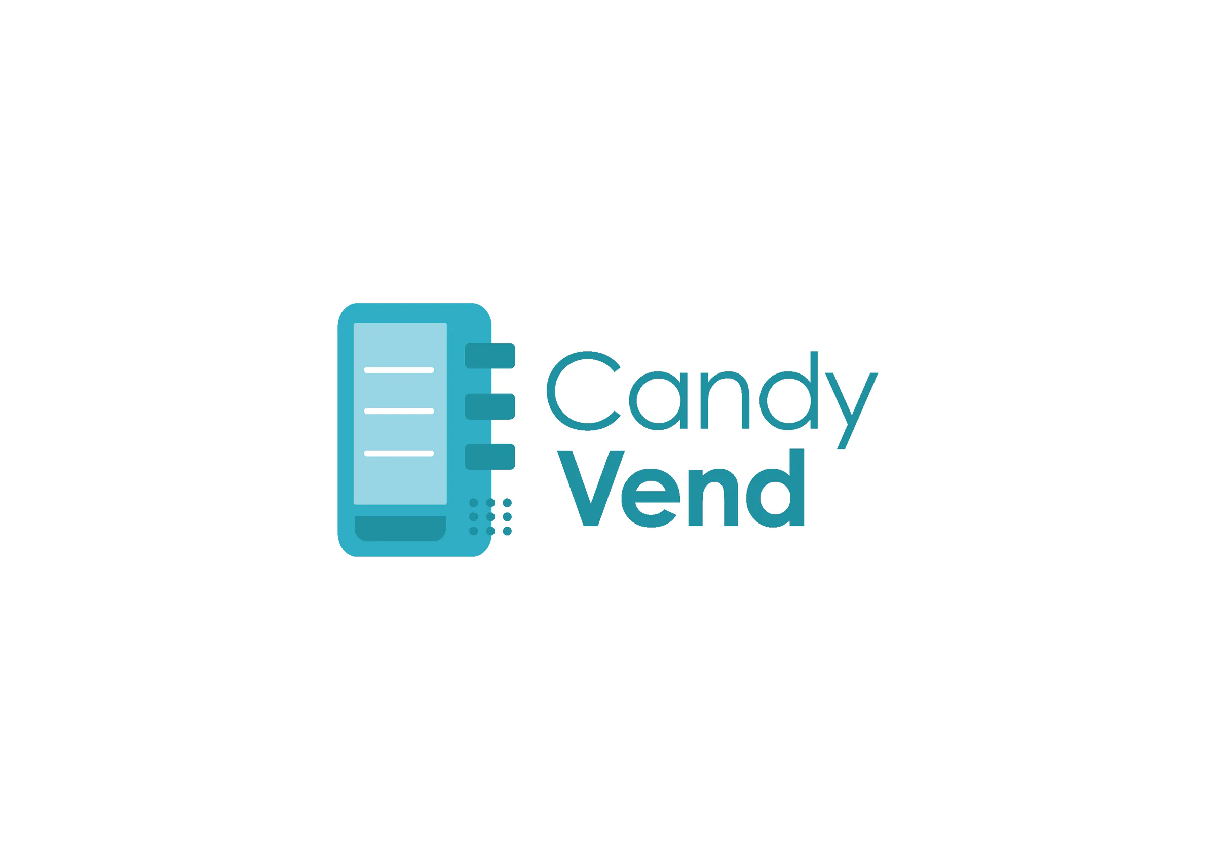 Tyrkysové logo prodejních automatů Candy Vend