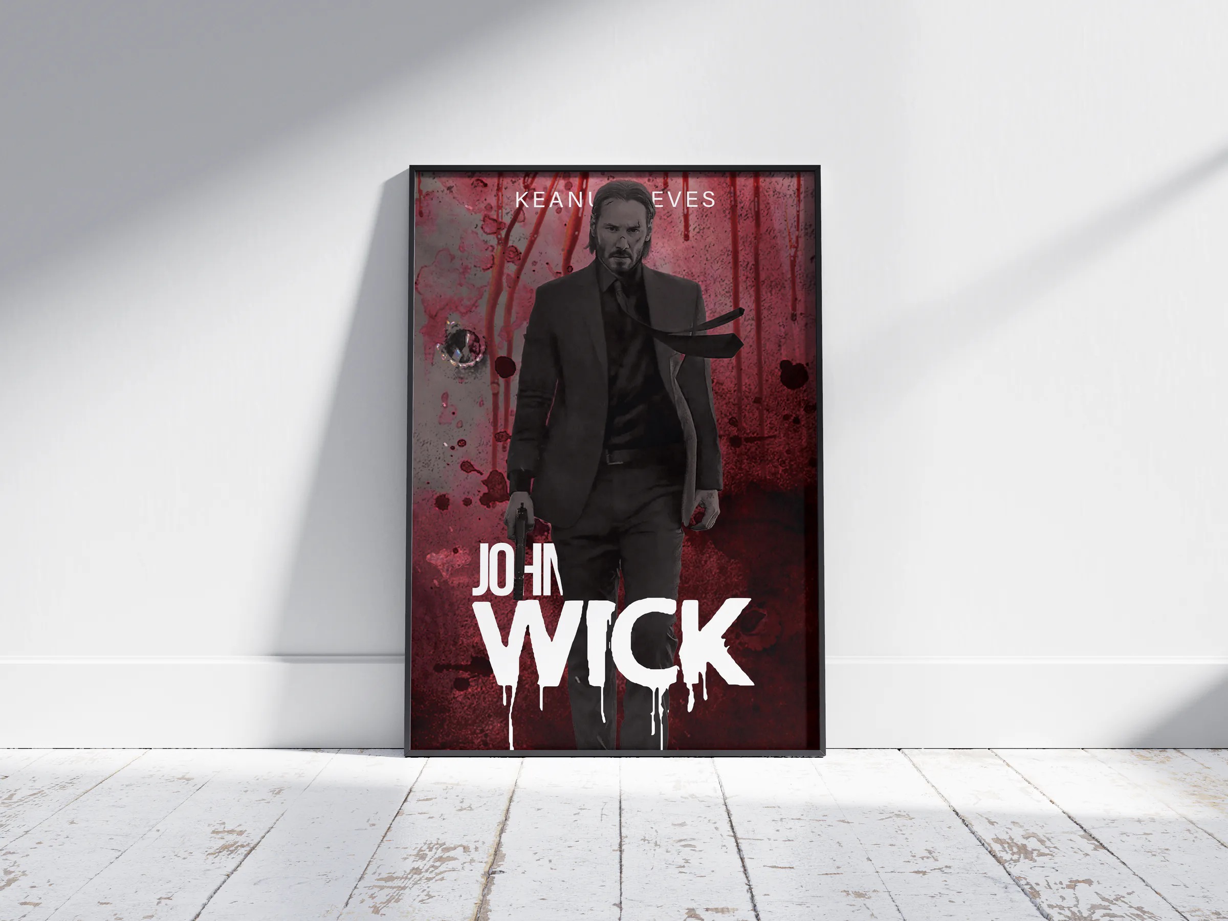 Červený autorský plakát k filmu John Wick