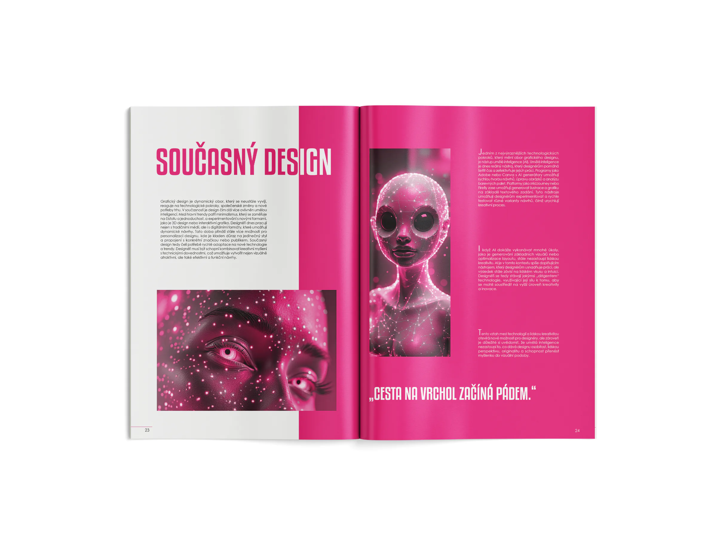 Růžová dvojstrana o současném designu