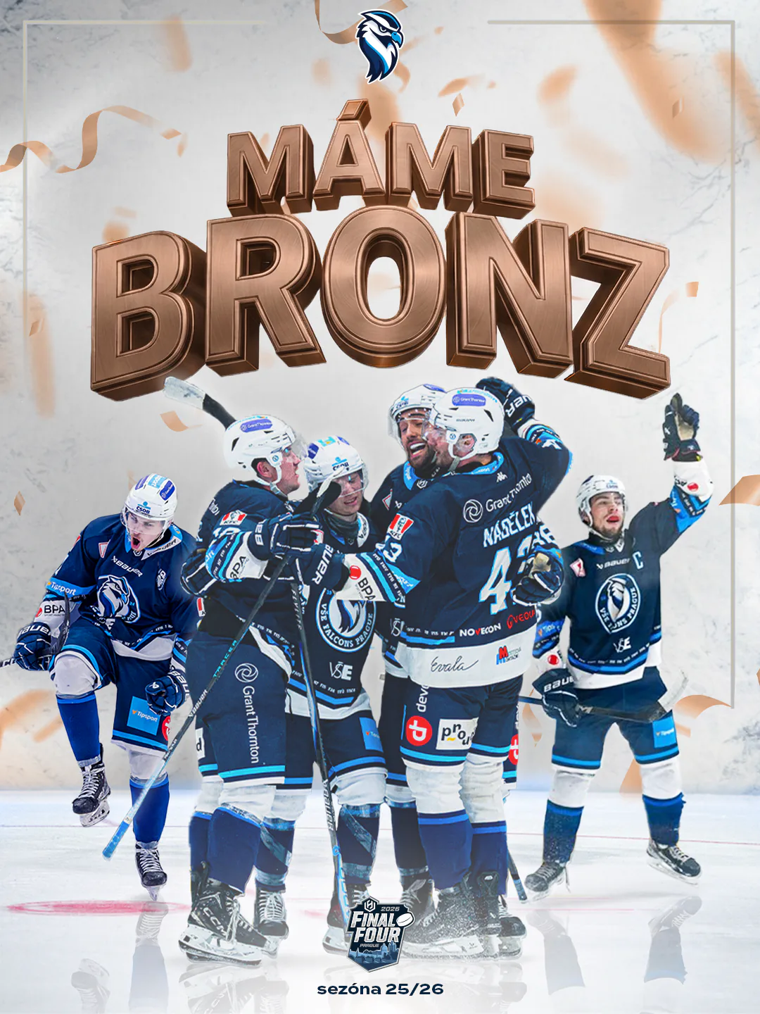 Bronzový medailový vizuál VŠE Falcons